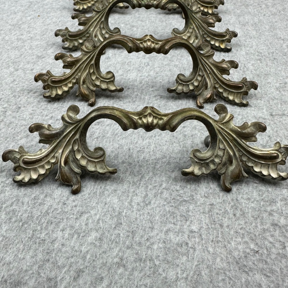 5pc Vtg CHC C-194 Ornate Leaf Drawer Pulls 3.5 Inch Center Brass Finish